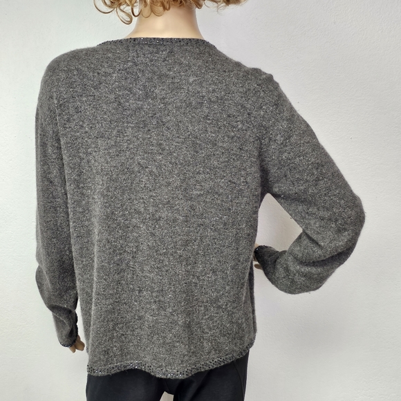 Sag Harbor Angora Cashmere Sweater Attached Tank Rhinestone Sz PL Grandmacore - Picture 7 of 12
